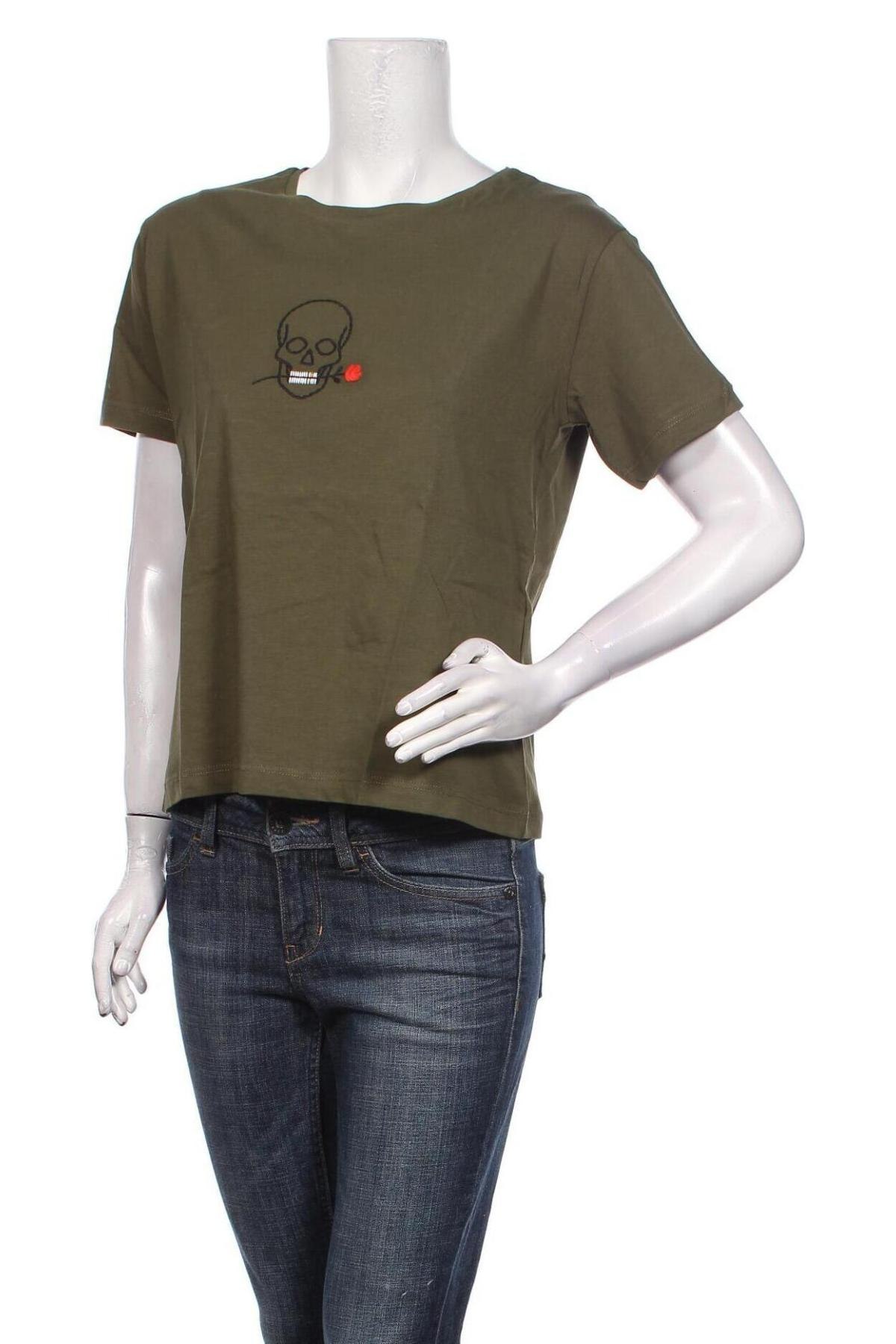 Γυναικείο t-shirt Trendyol, Μέγεθος S, Χρώμα Πράσινο, Βαμβάκι, Τιμή 6,60 €