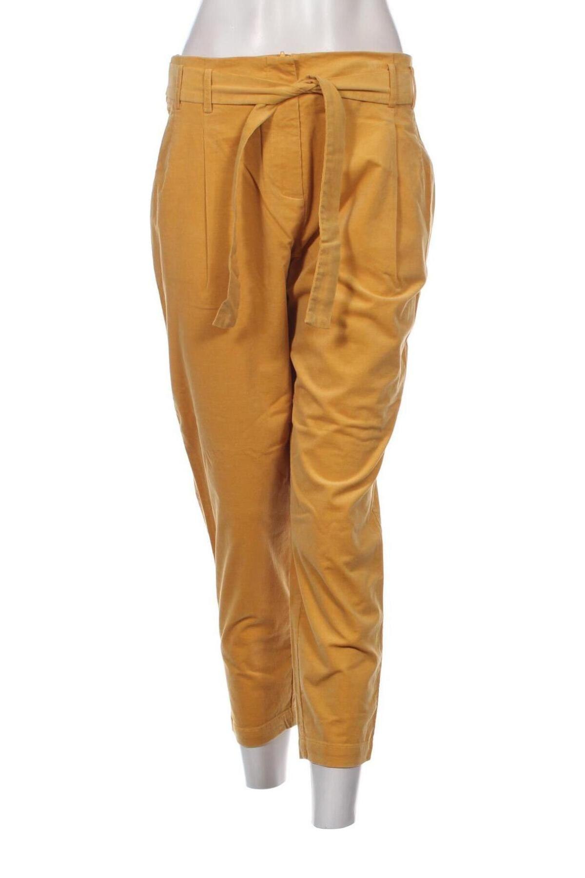 Pantaloni de velvet de femei Re.draft, Mărime M, Culoare Galben, Preț 31,48 Lei