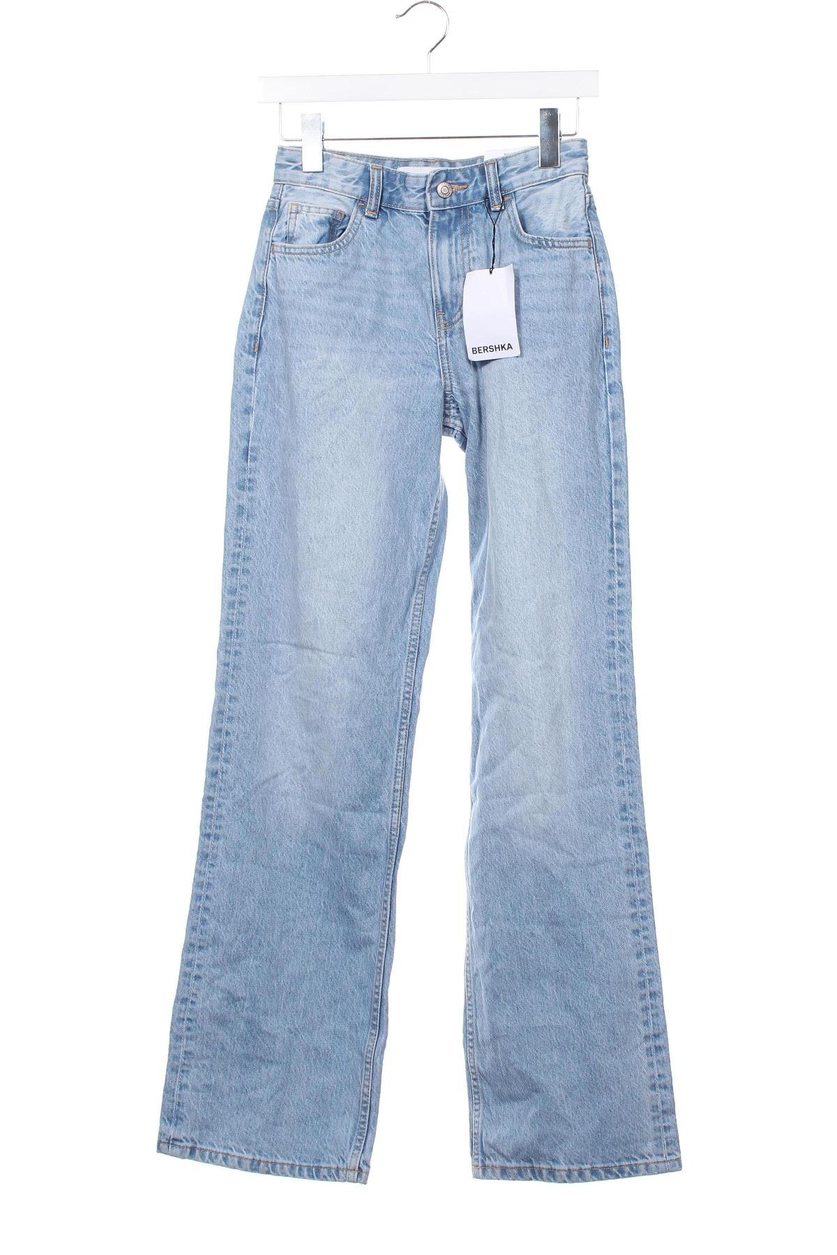 Damskie jeansy Bershka, Rozmiar XXS, Kolor Niebieski, Cena 74,99 zł