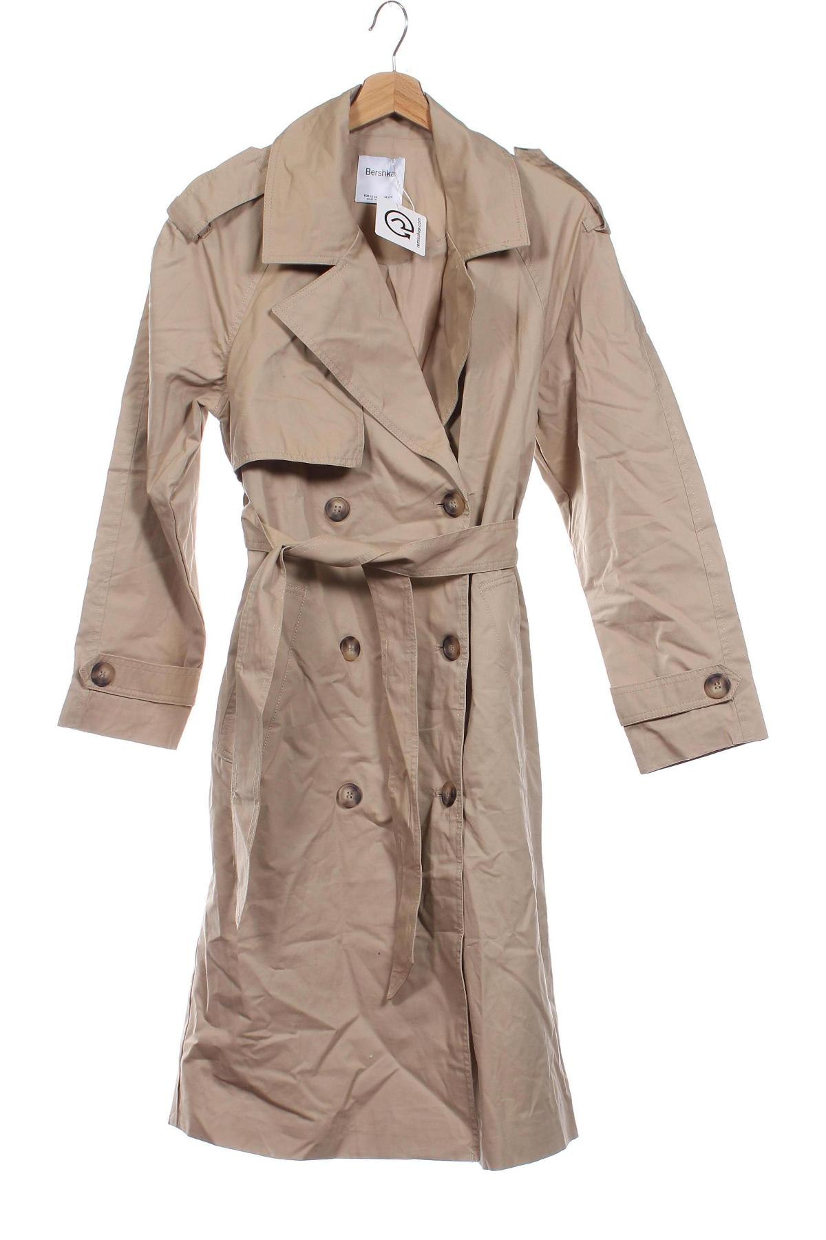 Damen Trenchcoat Bershka, Größe XS, Farbe Beige, Preis 46,11 €