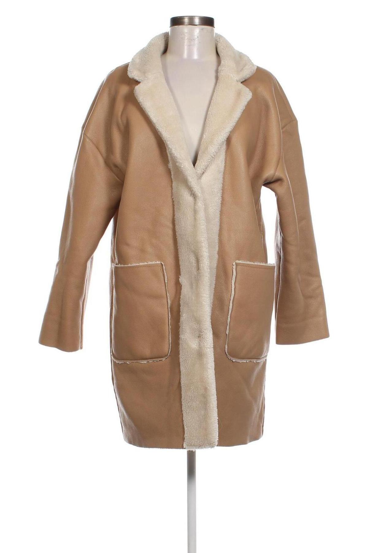 Damen Ledermantel, Größe M, Farbe Beige, Preis 70,99 €