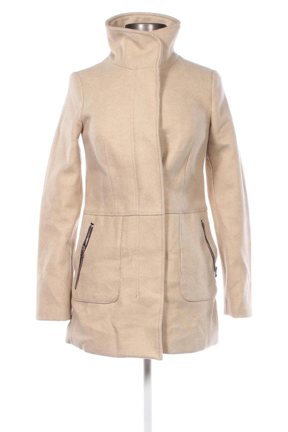 Damenmantel Bershka, Größe XS, Farbe Beige, Preis € 36,99