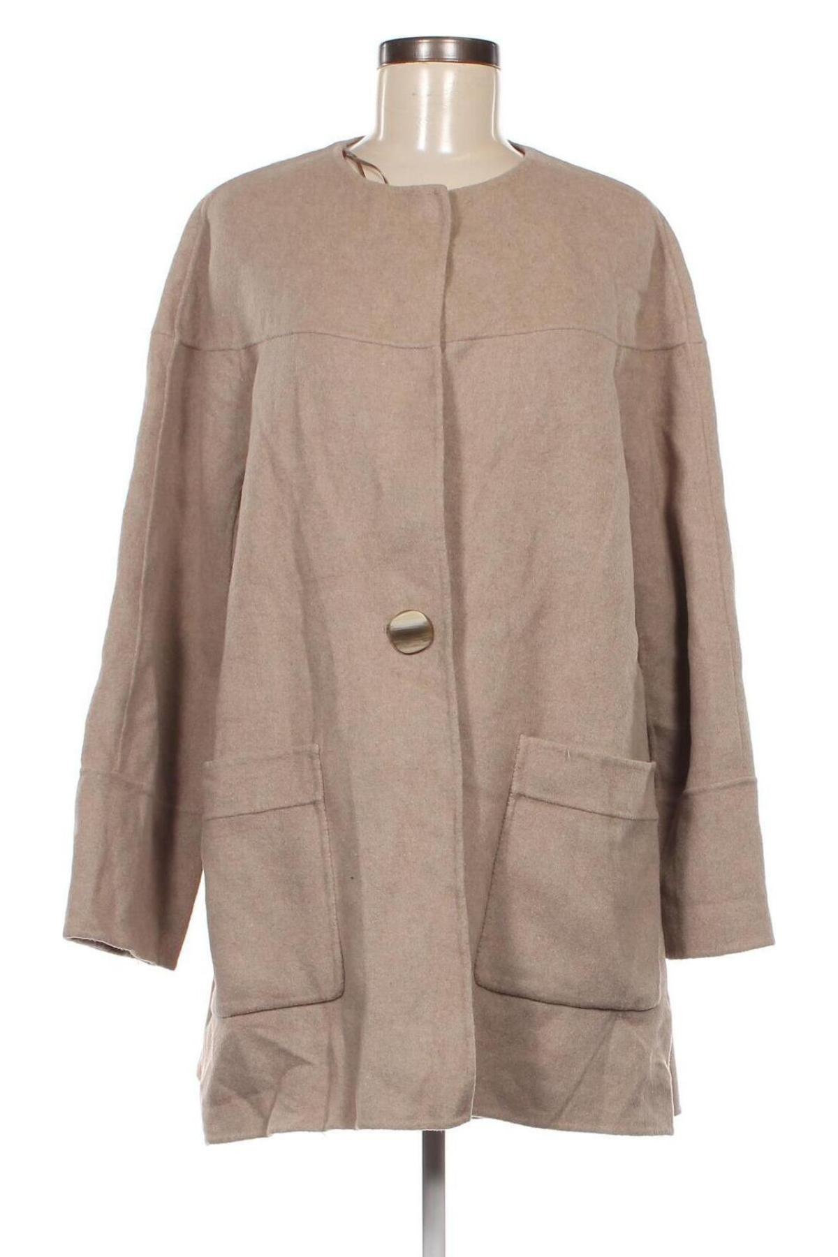 Damenmantel Zara, Größe L, Farbe Beige, Preis 38,49 €