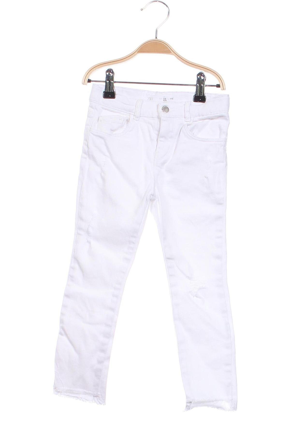 Kinderjeans Zara, Größe 4-5y/ 110-116 cm, Farbe Weiß, Preis 9,21 €