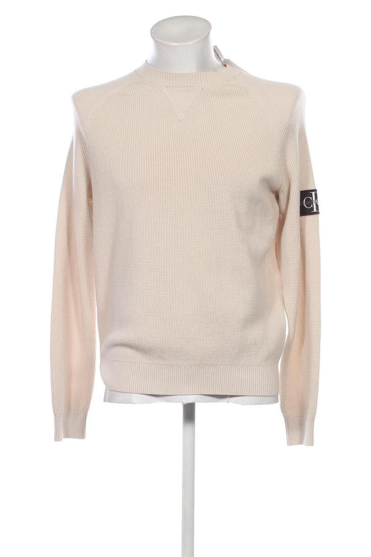 Herrenpullover Calvin Klein Jeans, Größe M, Farbe Ecru, Preis 74,99 €