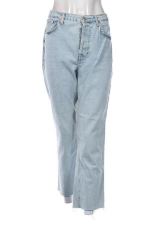 Damskie jeansy Zara, Rozmiar L, Kolor Niebieski, Cena 168,16 zł