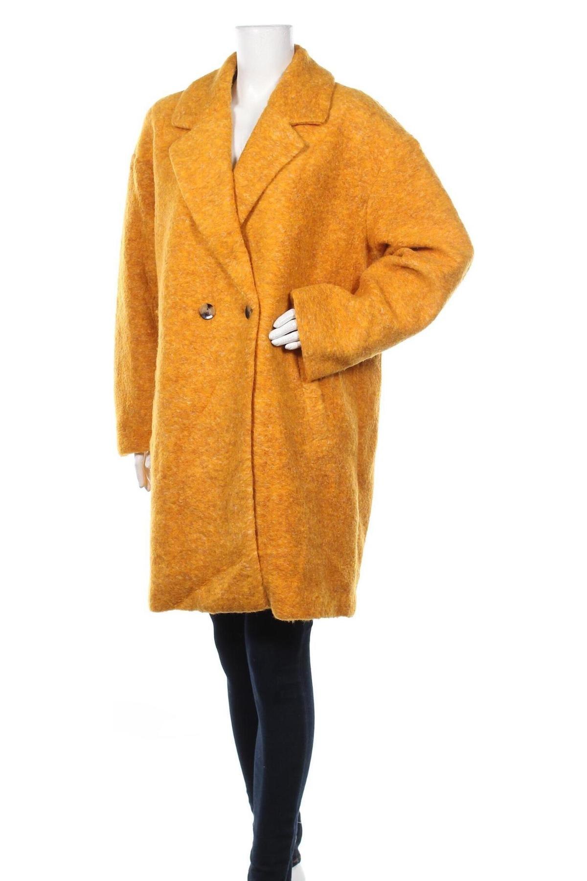 Дамско палто ONLY, Размер XXL, Цвят Жълт, 40% полиестер, 30% вълна, 30% акрил, Цена 104,25 лв.
