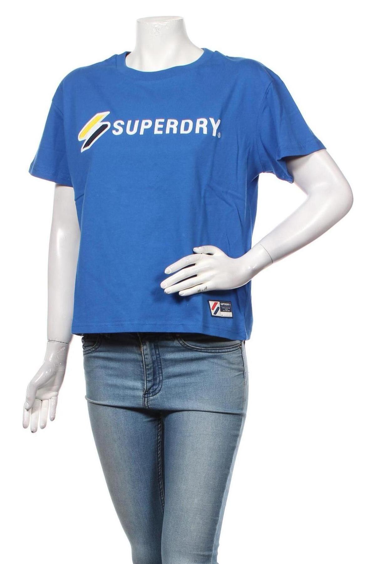 Γυναικείο t-shirt Superdry, Μέγεθος M, Χρώμα Μπλέ, Βαμβάκι, Τιμή 20,36 €