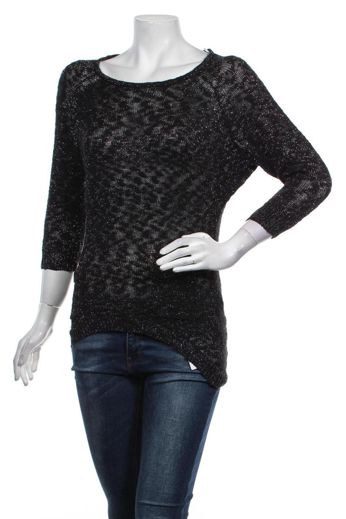 Γυναικείο πουλόβερ Sublevel, Μέγεθος XS, Χρώμα Μαύρο, 74% βαμβάκι, 16%ακρυλικό, 10% μεταλλικά νήματα, Τιμή 8,31 €