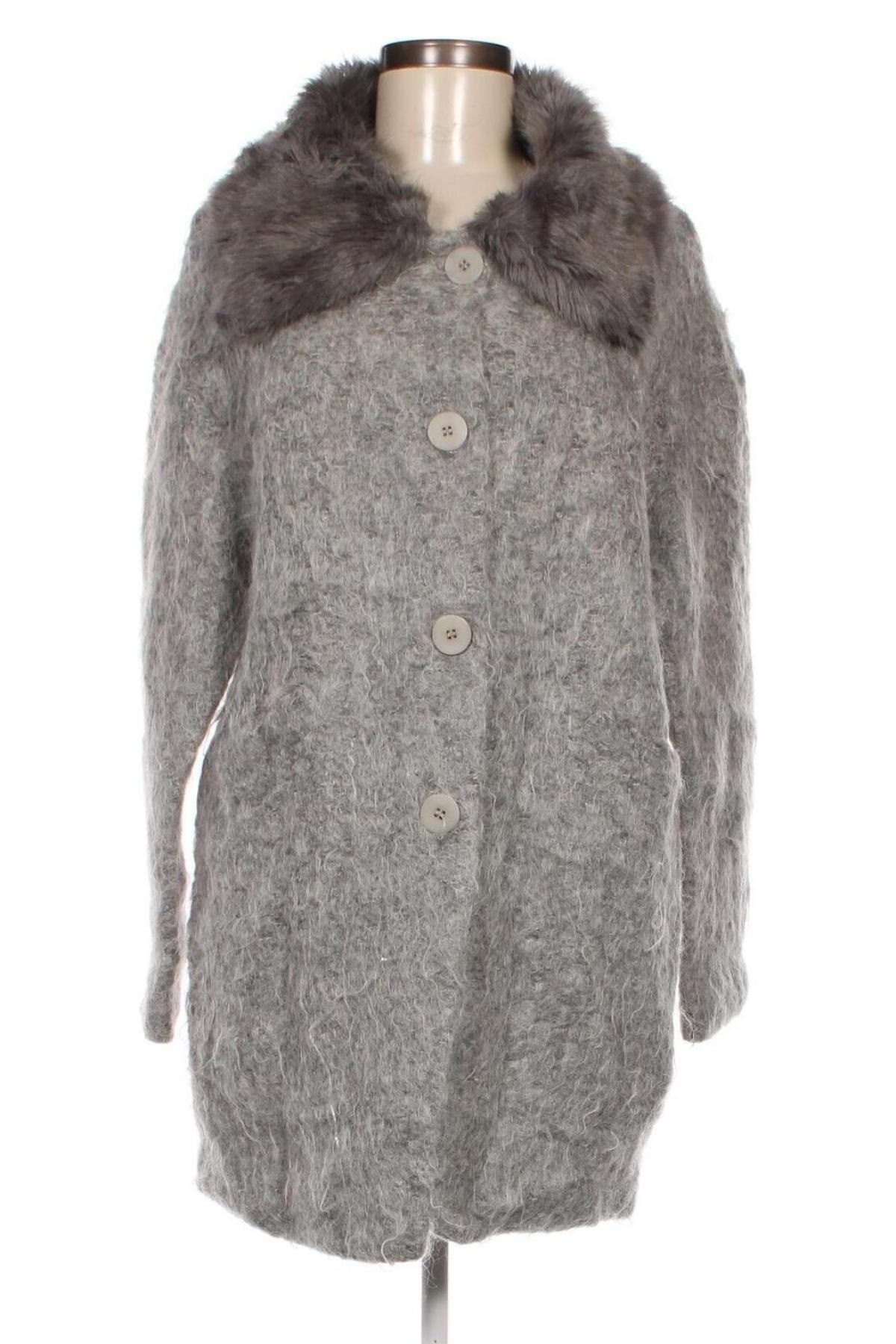 Дамско палто Made In Italy, Размер M, Цвят Сив, Цена 37,45 лв.