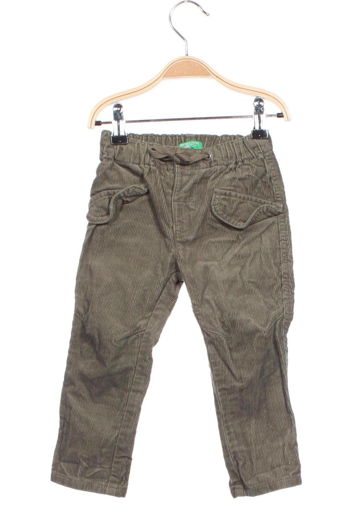 Pantaloni de catifea reiată, pentru copii United Colors Of Benetton, Mărime 12-18m/ 80-86 cm, Culoare Verde, Preț 7,65 Lei