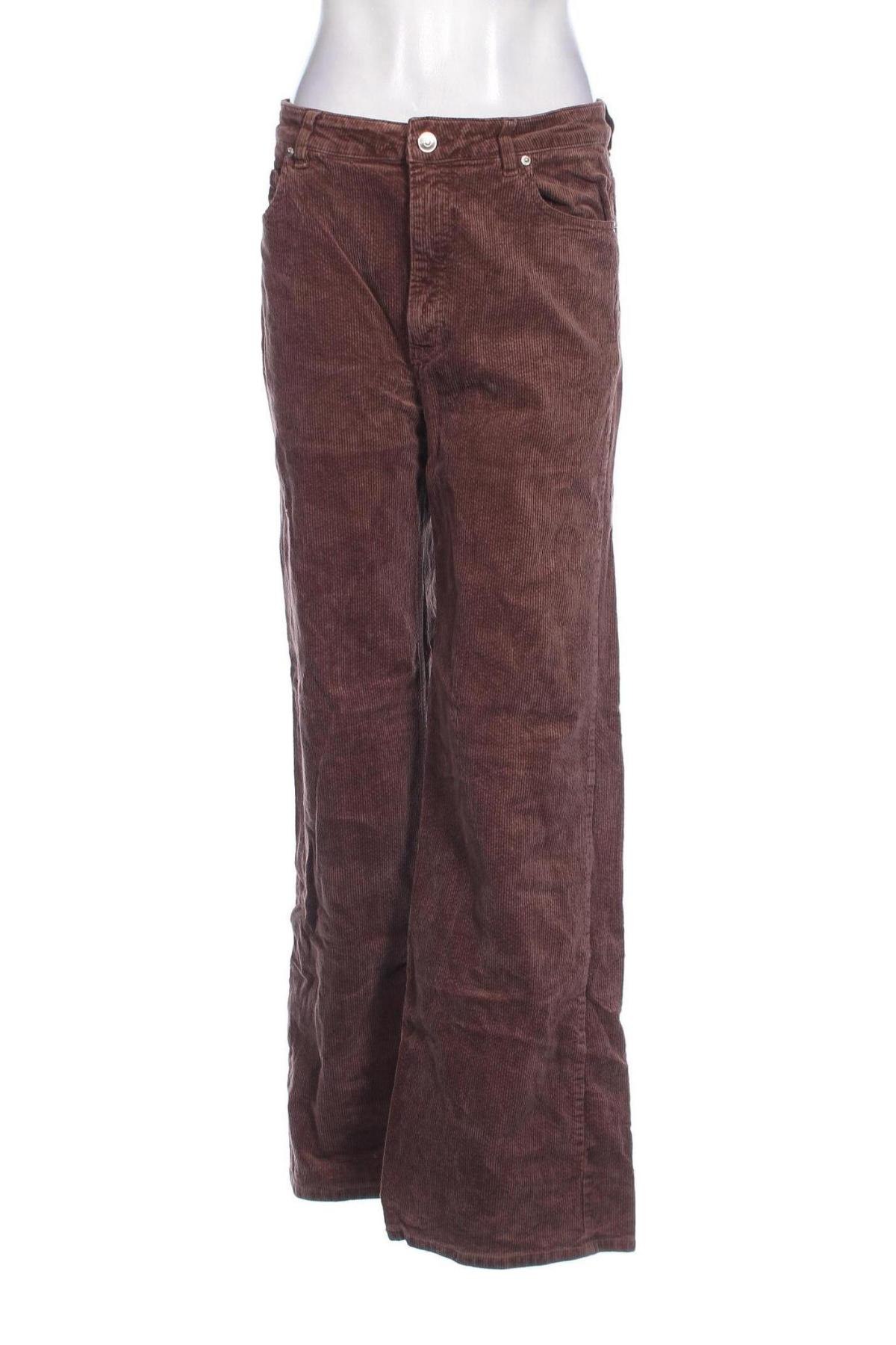 Pantaloni de velvet de femei H&M Divided, Mărime L, Culoare Maro, Preț 38,99 Lei