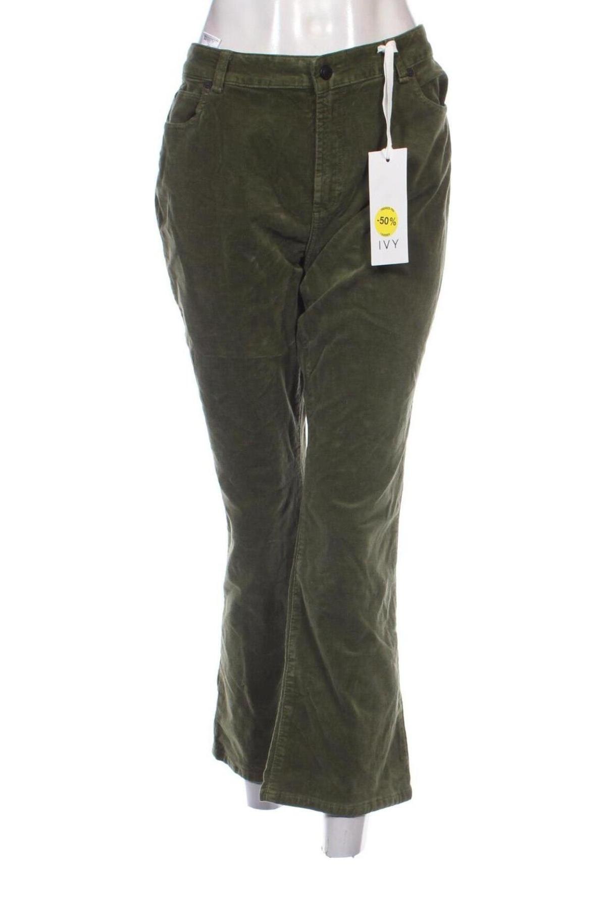 Pantaloni de velvet de femei Ivy Copenhagen, Mărime XXL, Culoare Verde, Preț 355,99 Lei