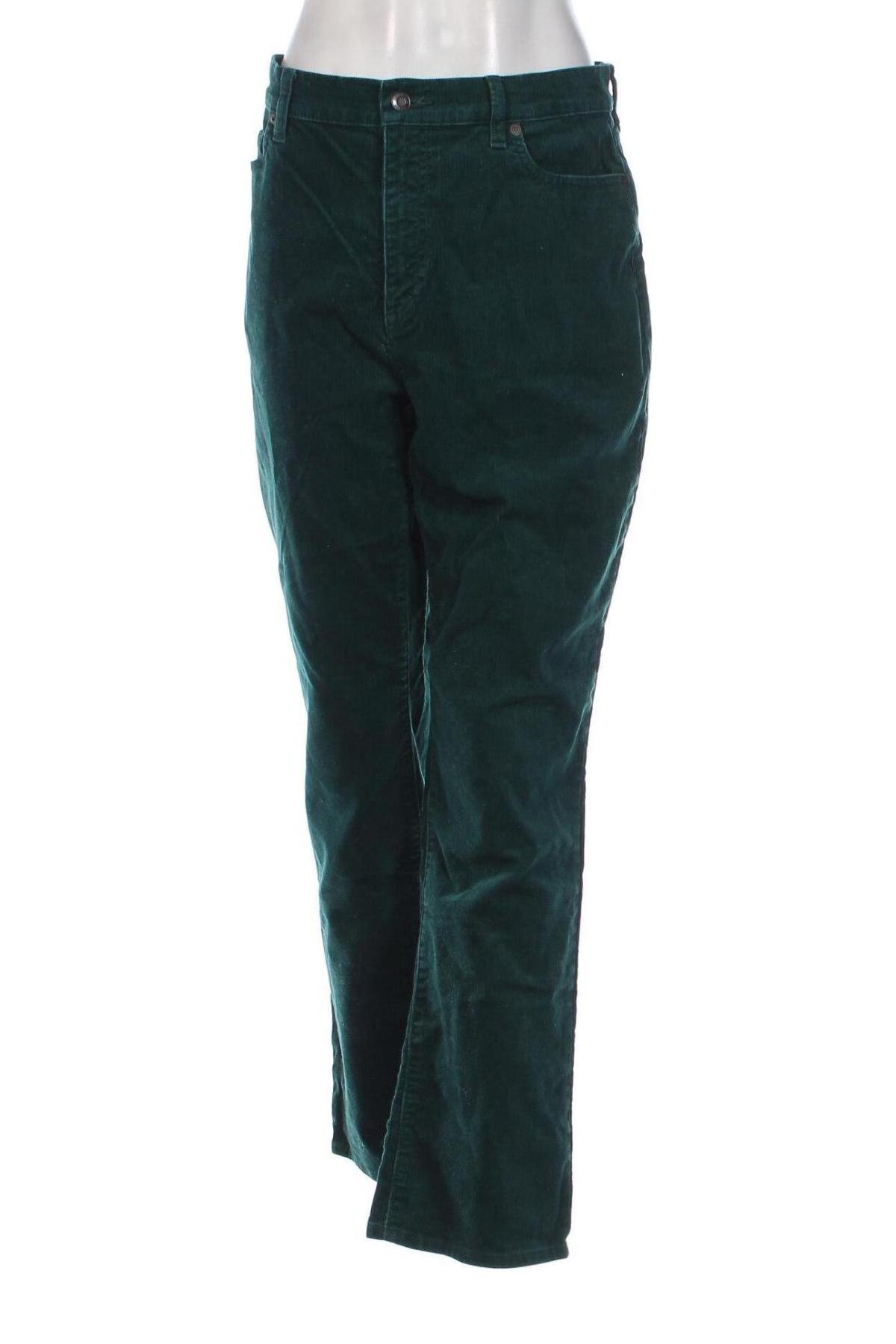 Pantaloni de velvet de femei Lands' End, Mărime L, Culoare Verde, Preț 90,23 Lei