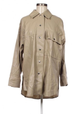Дамско кожено яке Zara, Размер M, Цвят Бежов, Цена 39,99 лв.