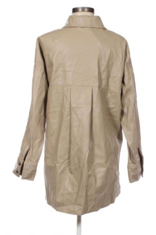 Дамско кожено яке Zara, Размер M, Цвят Бежов, Цена 39,99 лв.