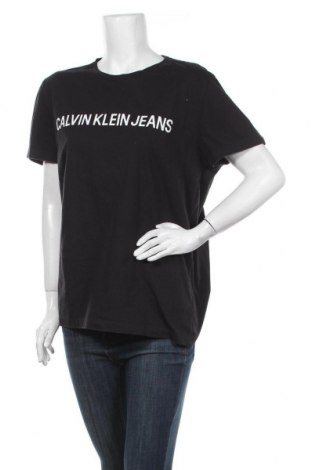 Дамска тениска Calvin Klein Jeans, Размер XXL, Цвят Черен, Памук, Цена 48,00 лв.