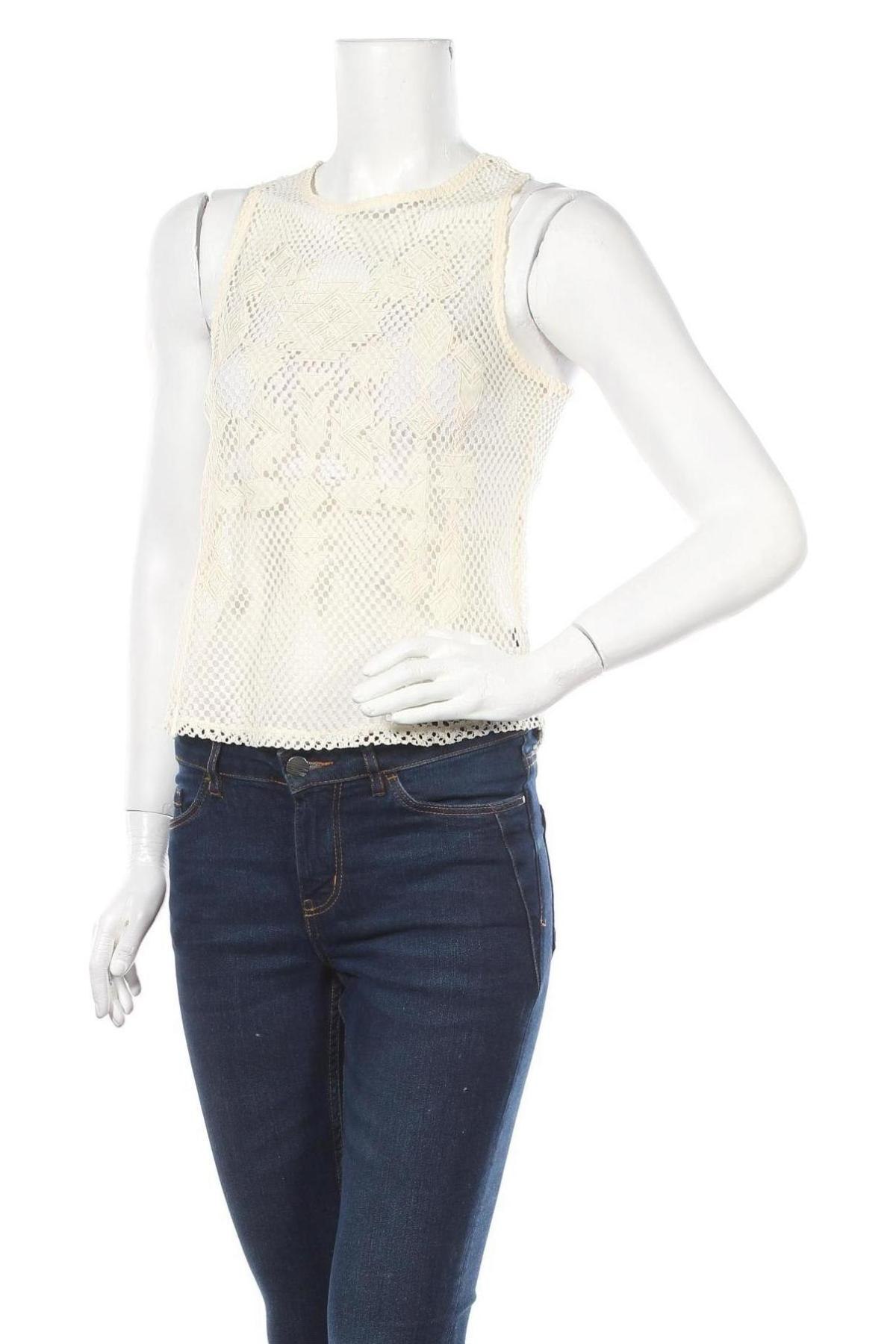 Γυναικείο αμάνικο μπλουζάκι Undiz, Μέγεθος XS, Χρώμα Εκρού, 55% βαμβάκι, 45% πολυεστέρας, Τιμή 7,22 €