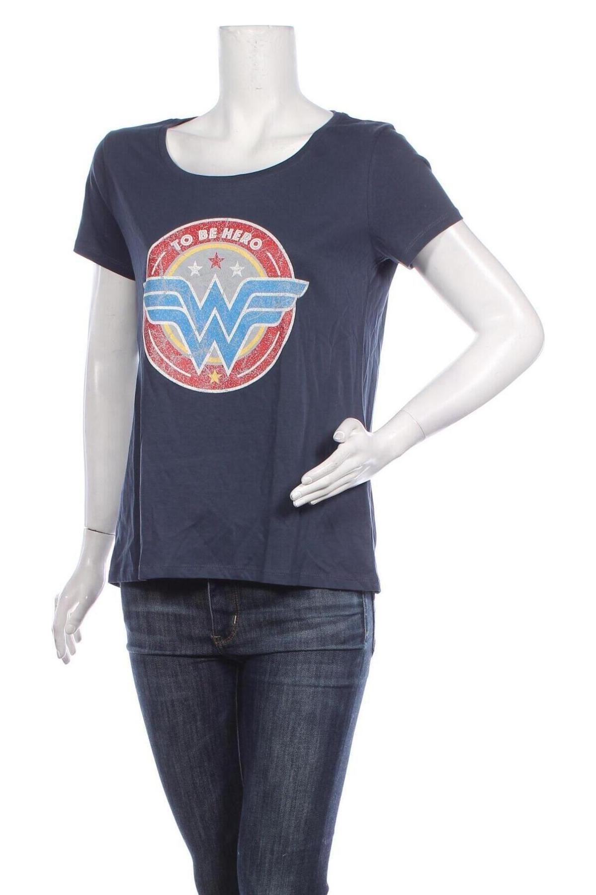 Дамска тениска Wonder Woman, Размер L, Цвят Син, Цена 21,60 лв.