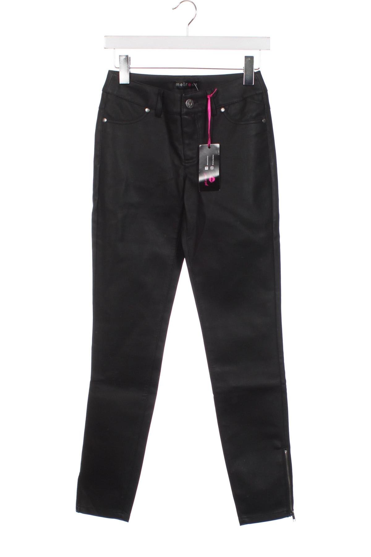 Дамски кожен панталон Melrose, Размер XS, Цвят Черен, Цена 15,18 лв.