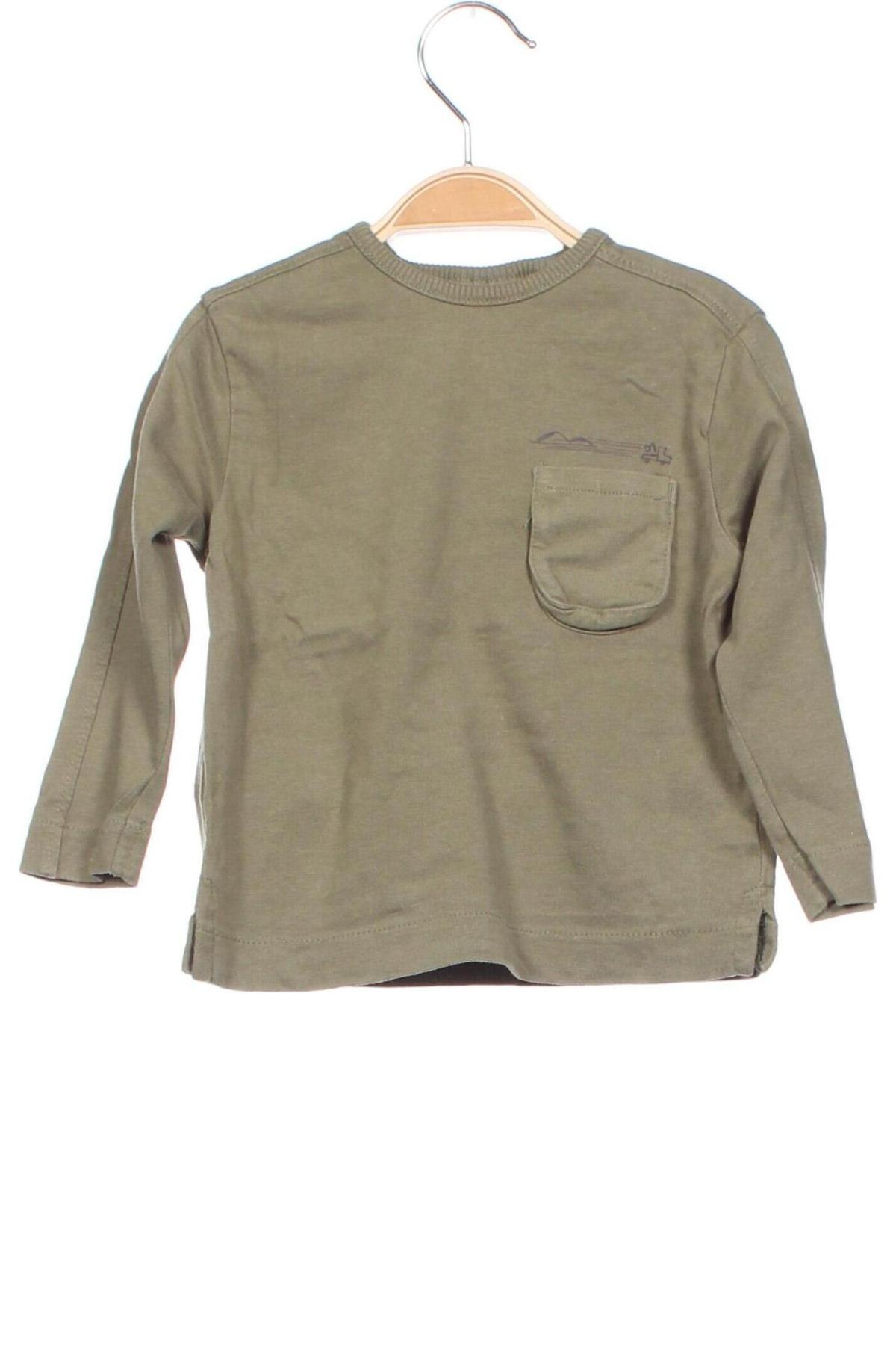 Детска блуза Zara, Размер 9-12m/ 74-80 см, Цвят Зелен, Цена 4,14 лв.