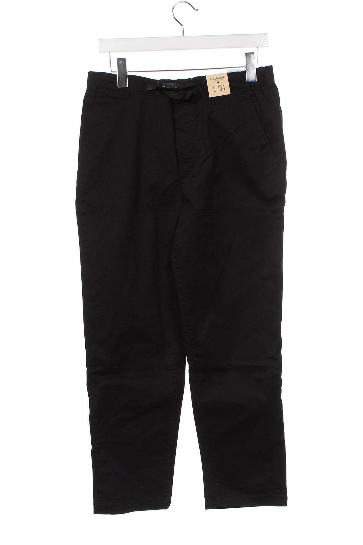 Мъжки панталон Pull&Bear, Размер L, Цвят Черен, Цена 46,00 лв.