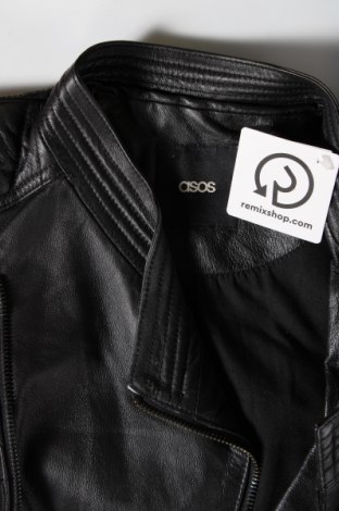 Дамско кожено яке ASOS, Размер S, Цвят Черен, Цена 98,49 лв.