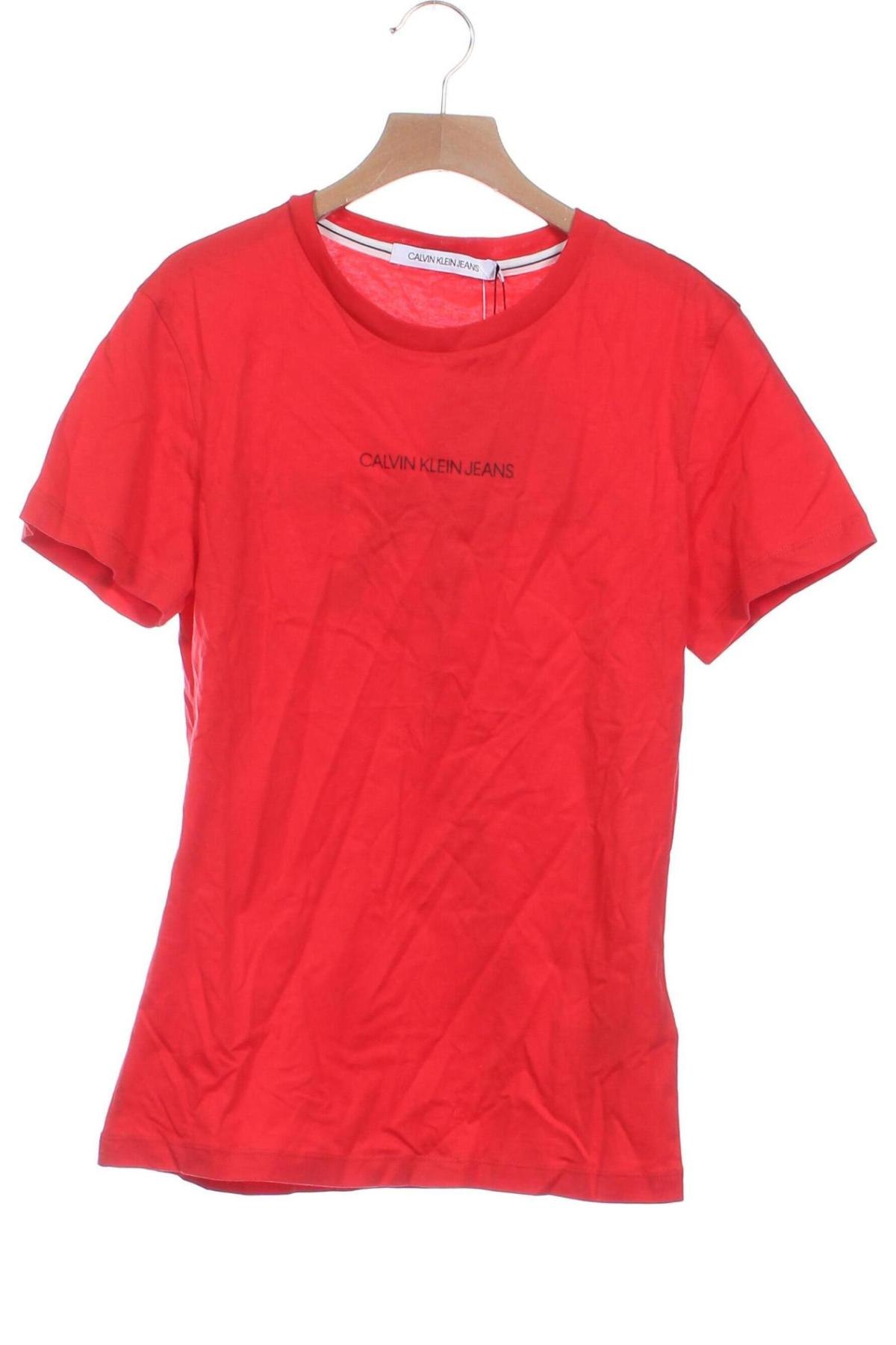 Damen T-Shirt Calvin Klein Jeans, Größe XS, Farbe Rot, Preis € 19,99