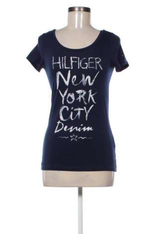 Damski T-shirt Hilfiger Denim, Rozmiar XS, Kolor Niebieski, Cena 76,40 zł