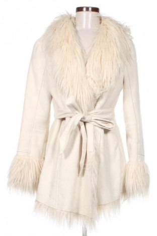 Damski skórzany płaszcz Marc Cain, Rozmiar L, Kolor ecru, Cena 1 438,16 zł