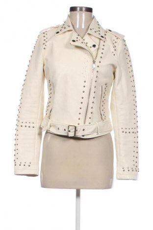 Damska kurtka skórzana Unbranded, Rozmiar M, Kolor ecru, Cena 188,39 zł