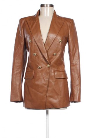 Geacă de piele pentru femei Zara, Mărime XS, Culoare Maro, Preț 107,89 Lei