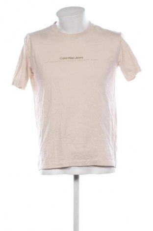 Tricou de bărbați Calvin Klein Jeans, Mărime M, Culoare Bej, Preț 190,99 Lei