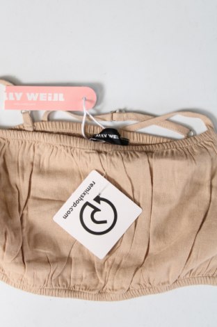 Γυναικείο αμάνικο μπλουζάκι Tally Weijl, Μέγεθος XS, Χρώμα  Μπέζ, Τιμή 3,46 €