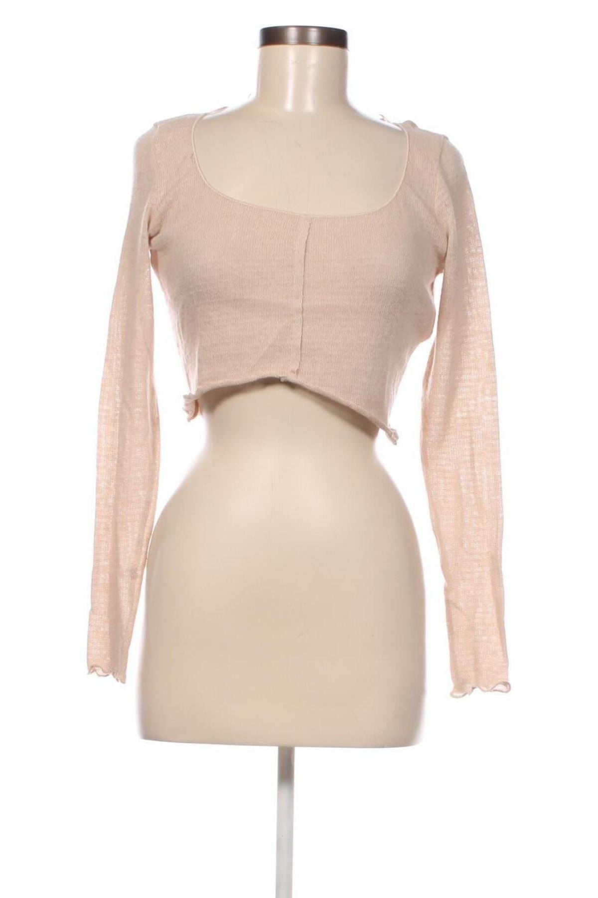 Damen Shirt Bershka, Größe M, Farbe Beige, Preis 4,31 €