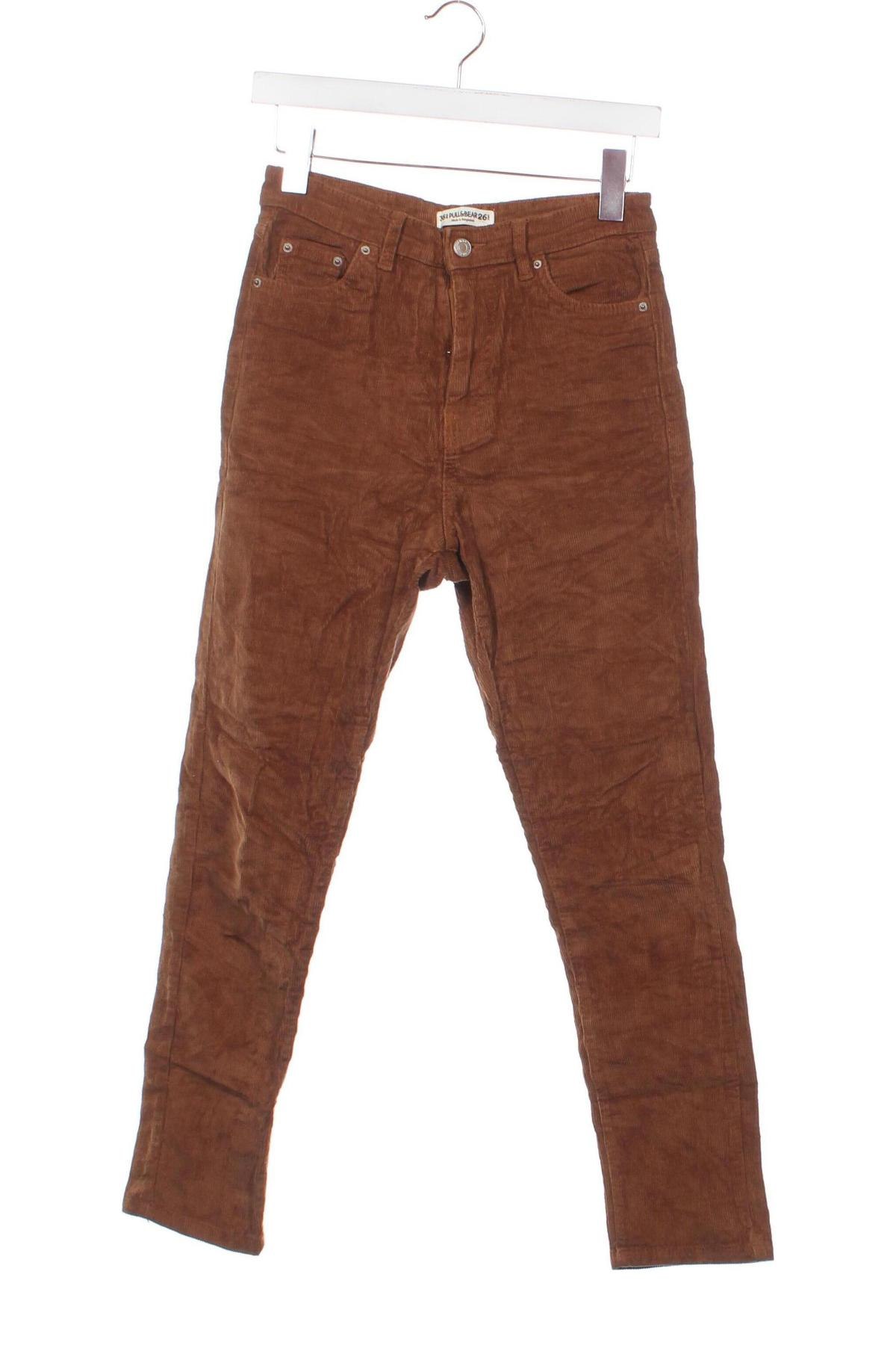 Pantaloni de velvet de femei Pull&Bear, Mărime S, Culoare Maro, Preț 95,39 Lei