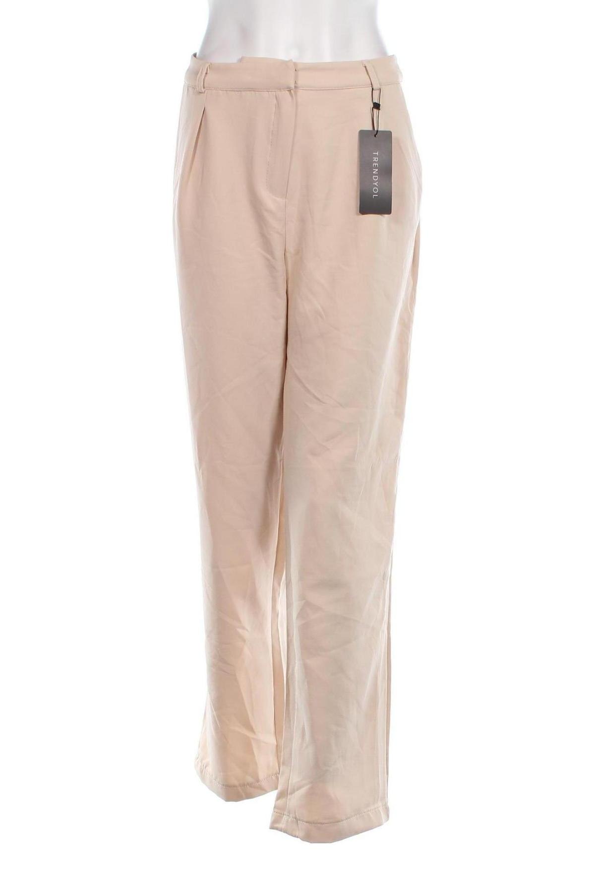 Pantaloni de femei Trendyol, Mărime L, Culoare Bej, Preț 28,62 Lei