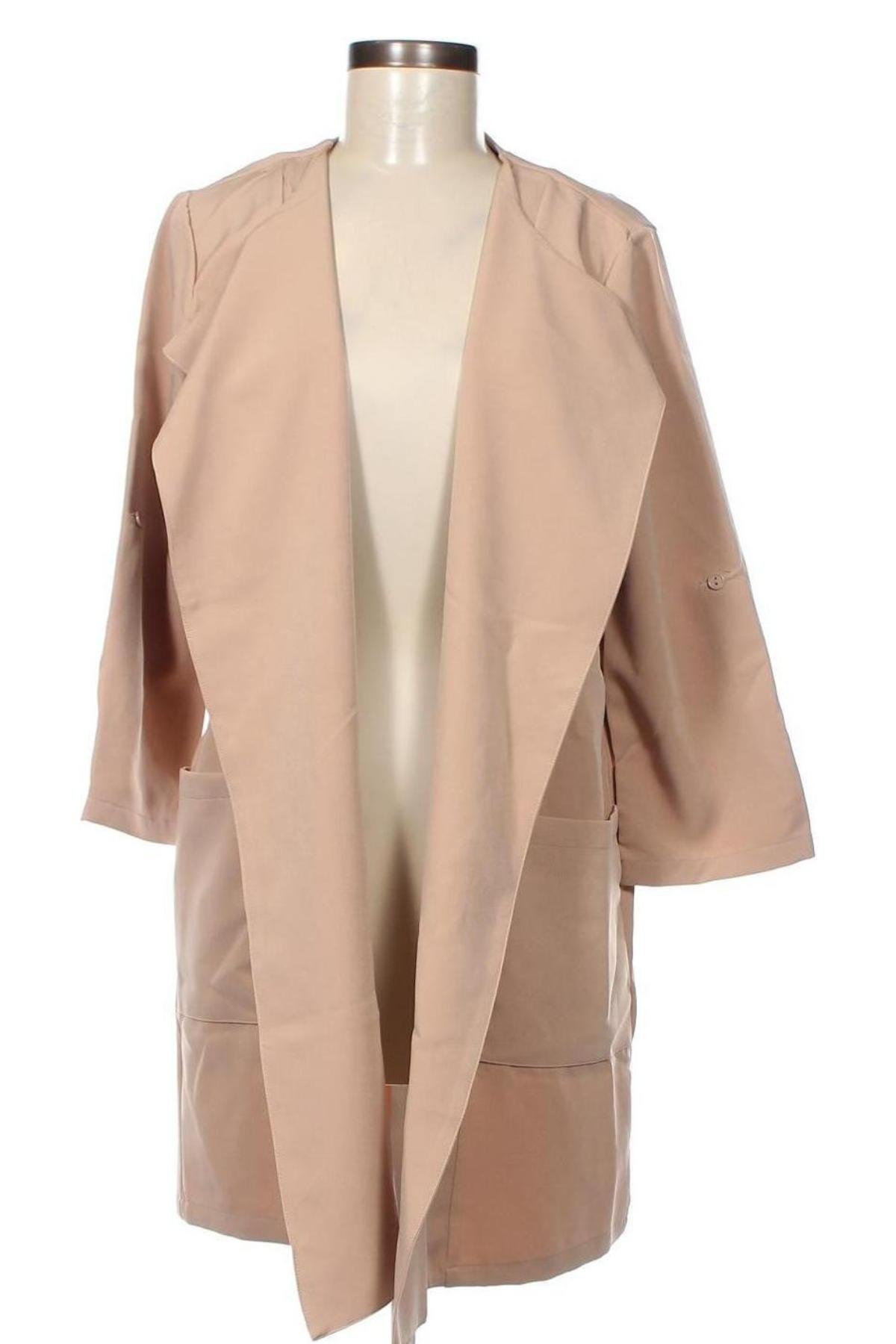 Γυναικείο παλτό Pieces, Μέγεθος L, Χρώμα  Μπέζ, Τιμή 10,28 €