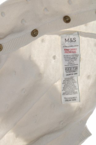 Детска жилетка Marks & Spencer, Размер 9-12m/ 74-80 см, Цвят Бял, Цена 23,49 лв.