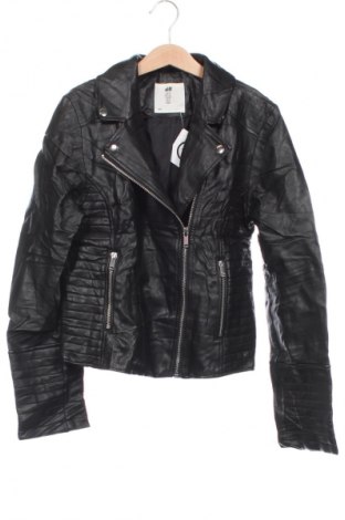 Kinder Lederjacke H&M, Größe 11-12y/ 152-158 cm, Farbe Schwarz, Preis 12,99 €