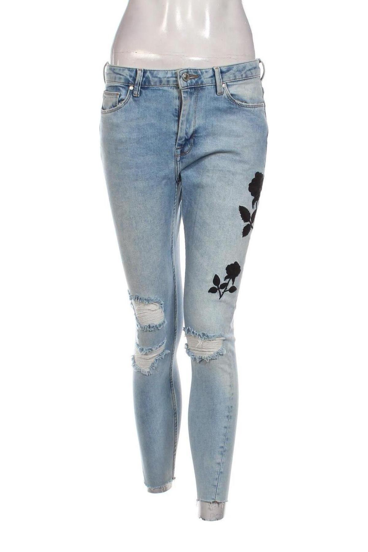 Damskie jeansy Bershka, Rozmiar M, Kolor Niebieski, Cena 46,99 zł