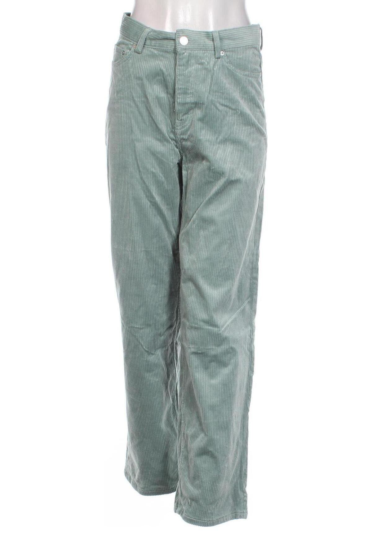 Pantaloni de velvet de femei Weekday, Mărime S, Culoare Verde, Preț 71,99 Lei