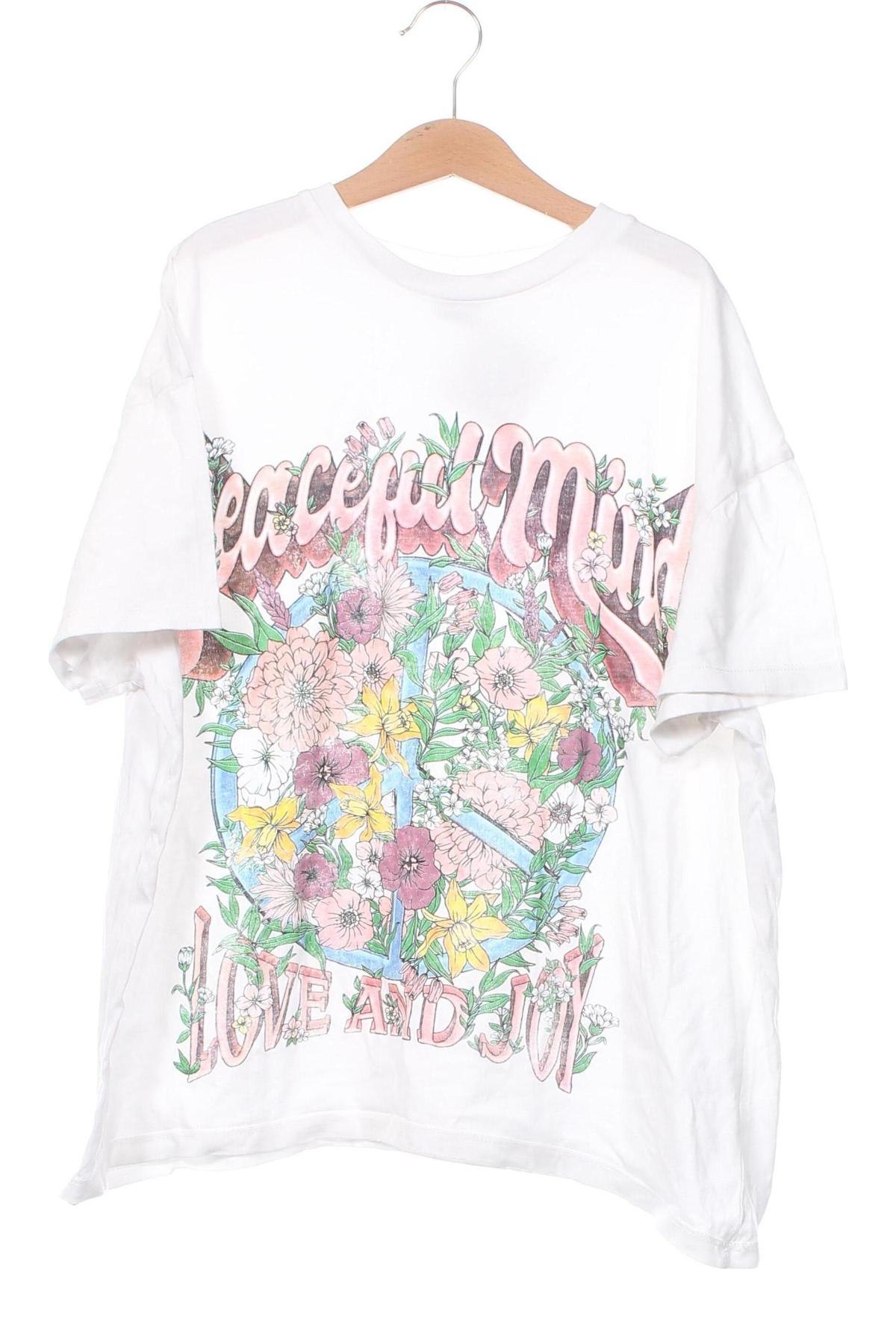 Dziecięcy T-shirt Bershka, Rozmiar 10-11y/ 146-152 cm, Kolor Biały, Cena 16,99 zł