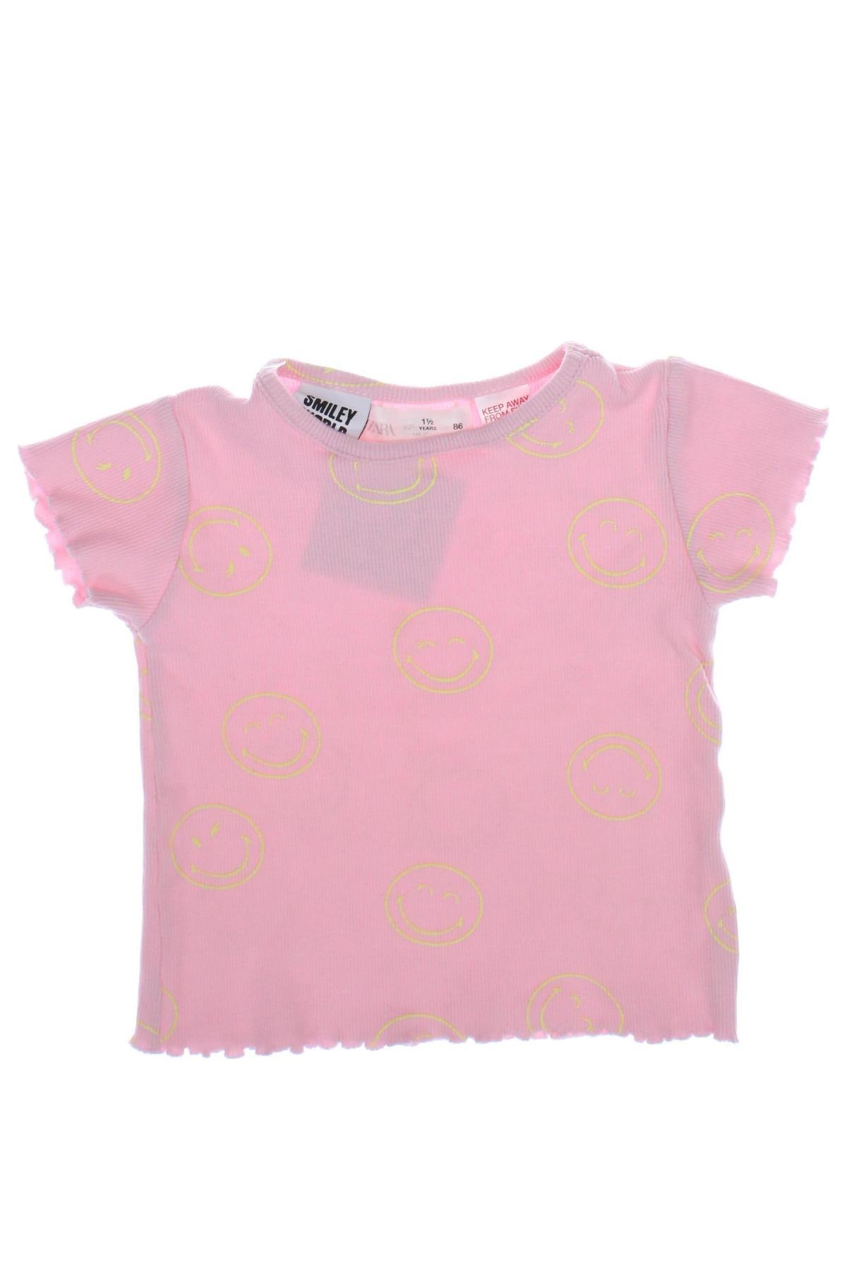 Dziecięcy T-shirt Zara, Rozmiar 12-18m/ 80-86 cm, Kolor Różowy, Cena 19,99 zł