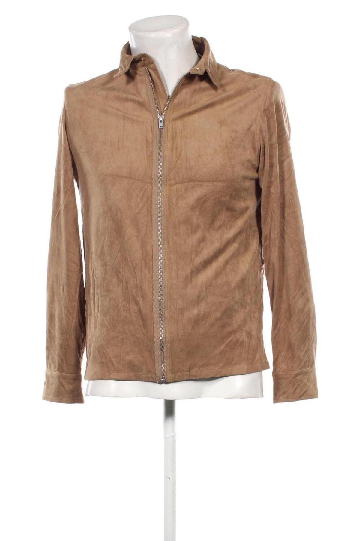 Herrenjacke Velour, Größe M, Farbe Beige, Preis 29,49 €