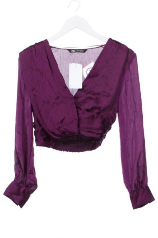 Дамска блуза Zara, Размер XS, Цвят Лилав, Цена 18,99 лв.