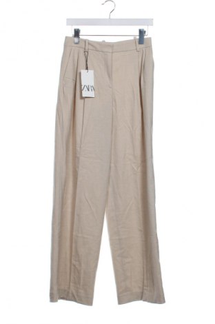Дамски панталон Zara, Размер XS, Цвят Бежов, Цена 61,94 лв.