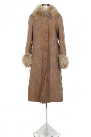 Дамско кожено палто Unbranded, Размер L, Цвят Кафяв, Цена 215,00 лв.