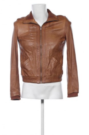 Мъжко кожено яке Pull&Bear, Размер L, Цвят Кафяв, Цена 107,53 лв.