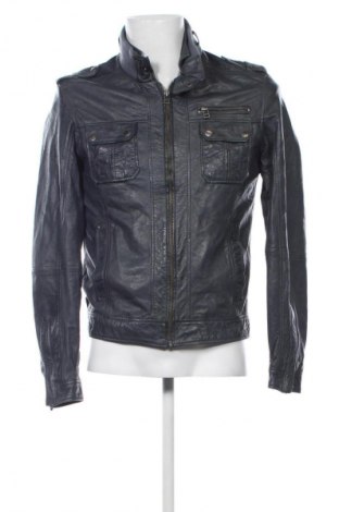 Мъжко кожено яке Unbranded, Размер S, Цвят Син, Цена 107,00 лв.